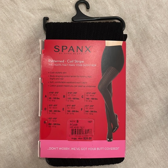 SPANX, Tight-End Tights, Patterned-Coil Stripe, Black, size B, NEW! NEW! NEW!!!! - Picture 2 of 8